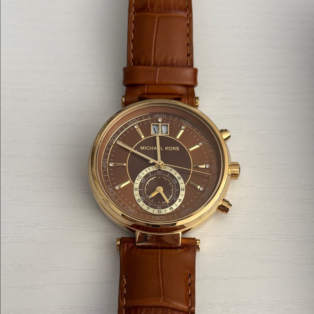 Michael Kors Gold and Brown Chronograph Watch